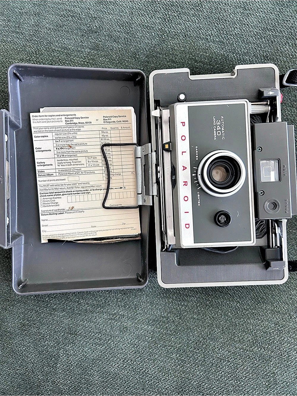 Polaroid Automatic 340 Land Camera Vintage Gray